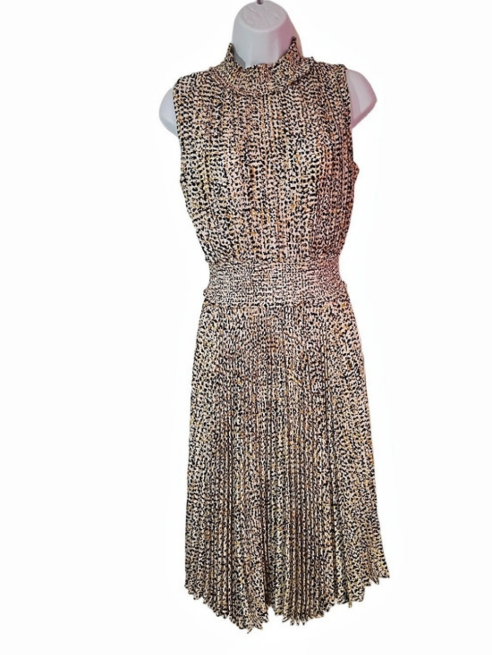 Nanette Lepore Animal Print Pleated Midi Dress Size 6